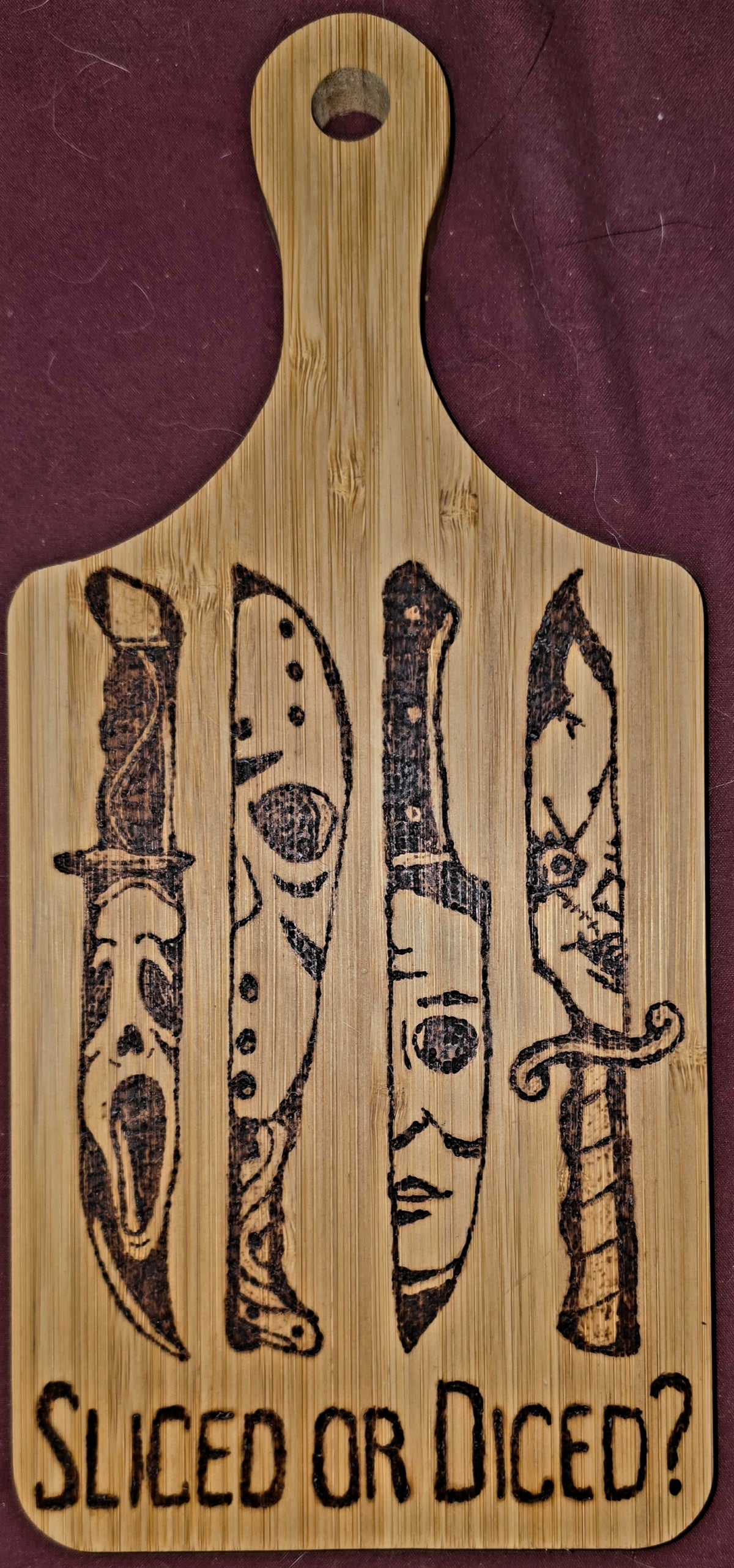 “Sliced or Diced?” Hand-Burned Horror Cutting Board