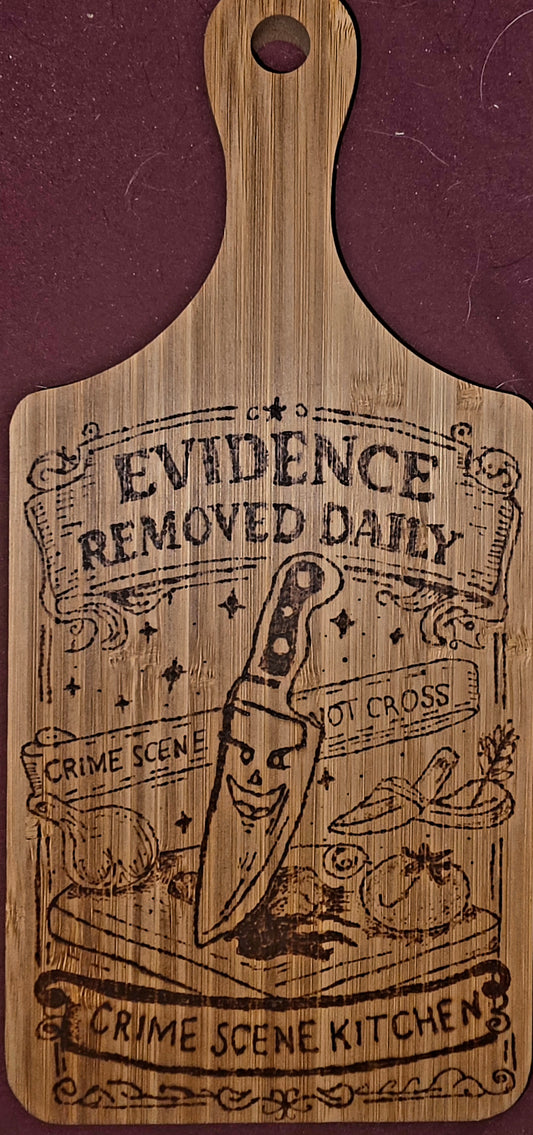 “Crime Scene Kitchen” Hand-Burned Bamboo Cutting Board